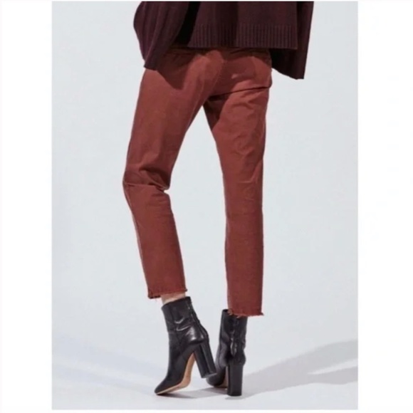 Nili Lotan Jenna Pants Cropped Brick Raw Hem Size 10 - Picture 2 of 14